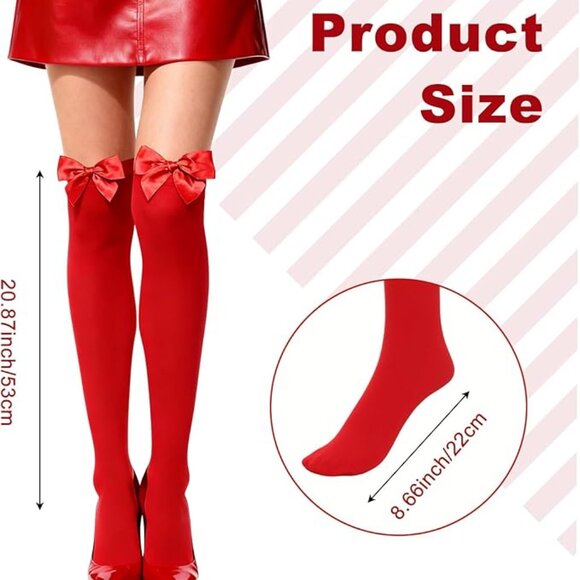 2 Pairs Red Thigh High Stockings - Picture 4 of 4